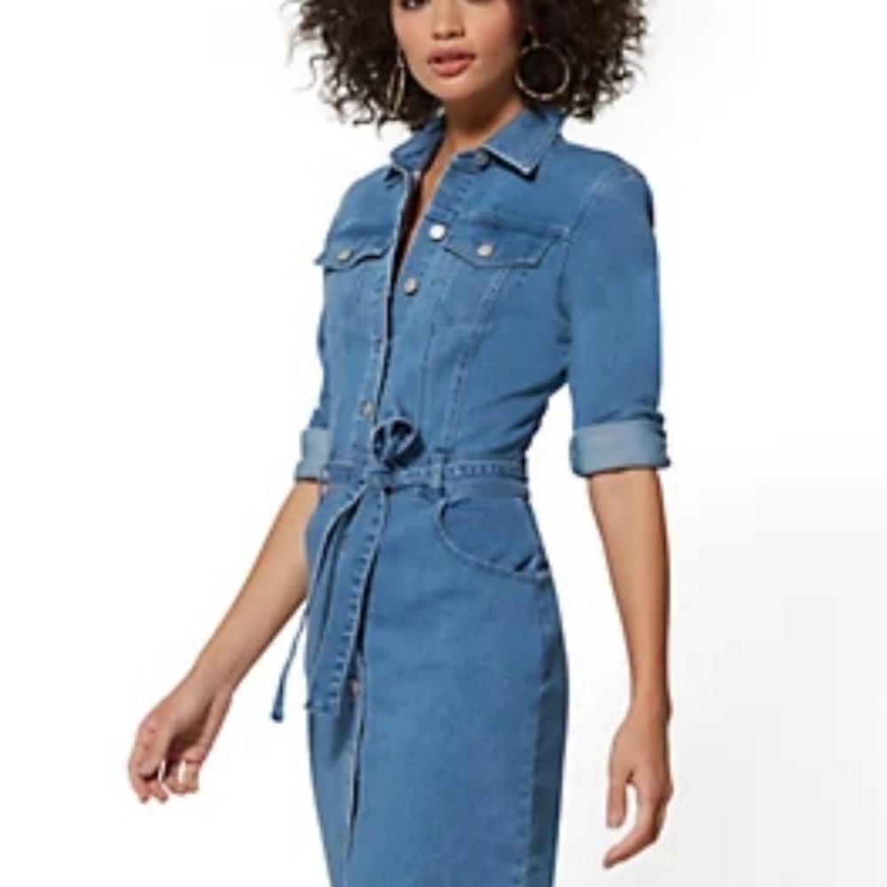NY&CO denim midi dress NWT